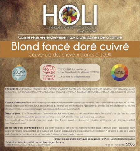 coloration végétale professionnelle blond foncé doré cuivré